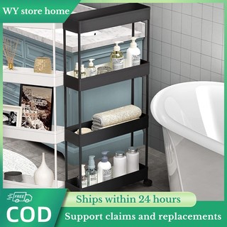 4 layer Bath Rack Bathroom Shelves Rolling Trolley Kitchen Organizer Room Organizer Storage Shelf