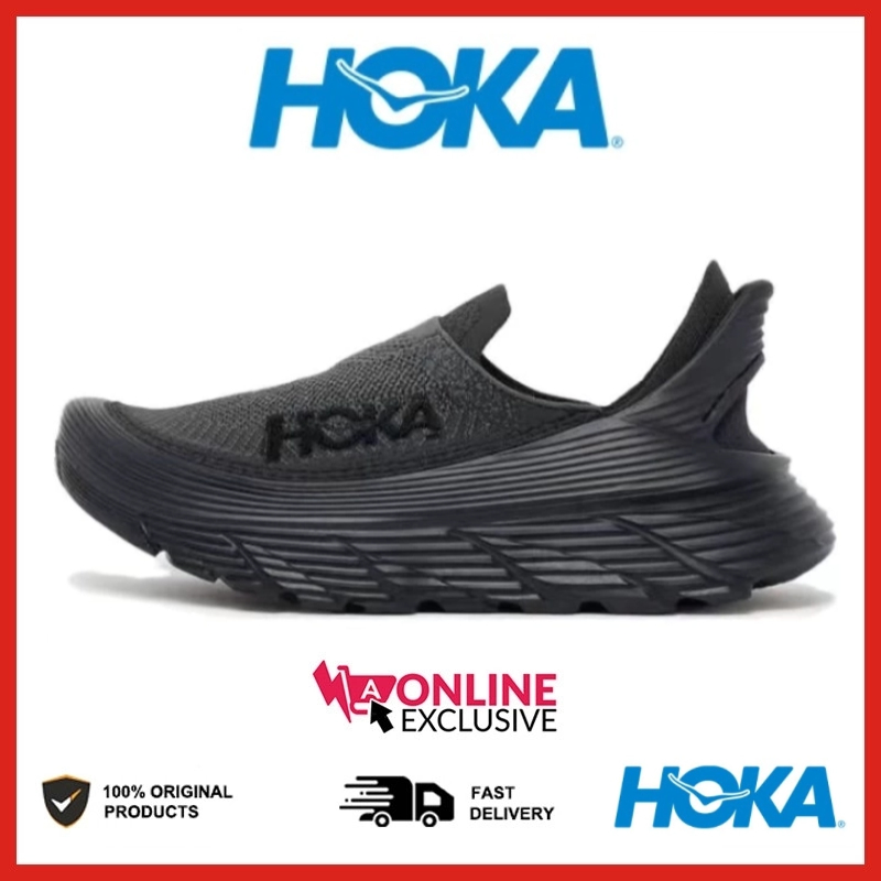 100% Original HOKA ONE ONE Restore Black Unisex Low-top Sneakers Black