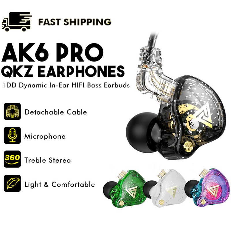 QKZ AK6-Pro หูฟังอินเอียร์ หูฟังแบบมีสาย หูฟังถอดสายได้ Earphone in ear Smalltalk หัวเสียบ aux 3.5 มม ไมโครโฟนในตัว