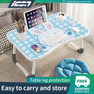 ICON Foldable Laptop Table/Mini Desk Study Table Wooden Computer Folding Table Laptop Office Des