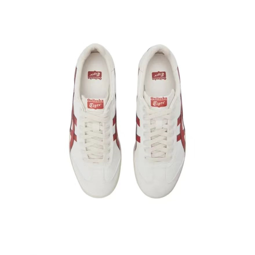 【100% Authentic】Tiger TOKUTEN White Red 1183A862-104 Low Top Unisex Sneakers