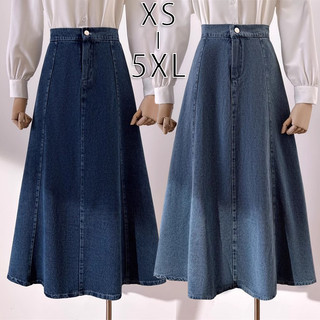 PLUS SIZE long skirt denim skirt for women blue high waist A-line fishtail bigsize office maong hot