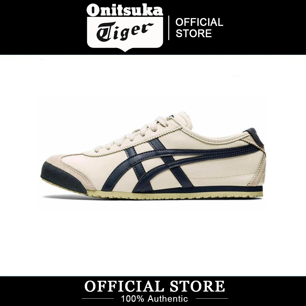 【100%Authentic 】Tiger MEXICO 66 Beige/Navy DL408-1659 Low Top Unisex Sneakers