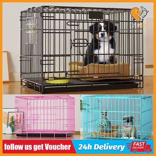 Premium Dog Cage With Poop Tray Cat Cage Heavy Duty Pet Cage Collapsible Foldable Puppy Cage