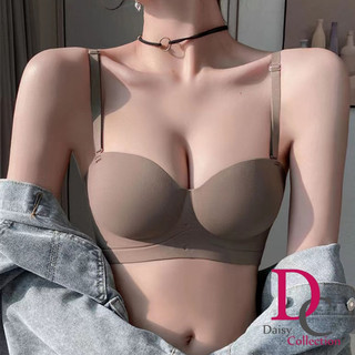 DAISYCOLLECTION Detachable strap half cup no steel ring seamless thick foam push up bra