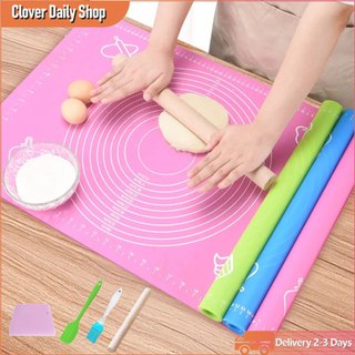 Silicone Non-Stick Baking Mat with Rolling Pin Kneading Pad with Built-in Measuring Scale