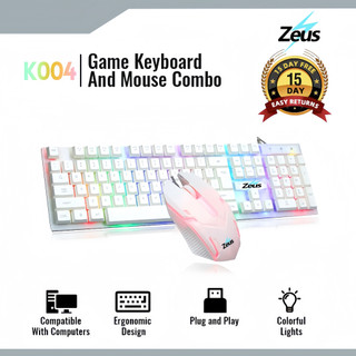Zeus K004 ( Arc-Angle ) Colorful LED Illuminated Backlight Gaming Keyboard And Mouse Bundle