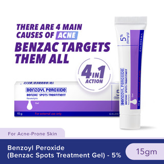 Benzac Benzoyl Peroxide Spots Treatment Gel 5% 15gm (Anti-Acne / Pimple Gel Cream)