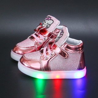 Future Seeds LED shoes for kids baby light up kitty  angle boots for kids girl size 21-30