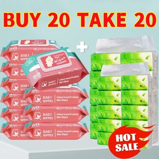 40Pcs Baby Wipes And Tissue Bundle Combo Unscented baby wipes 10 Packs 80 Sheet Tissue And Wipes Set