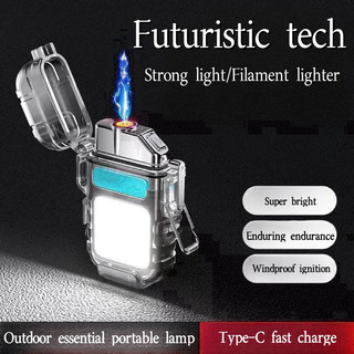 Multifunctional Usb Rechargeable Lighting Lighter Keychain  Work Light Flashlight