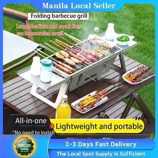 Outdoor Griller Portable Stainless Grill Pits Foldable Large BBQ Grill For Home Camping Barbeque