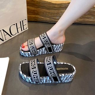 New style sandal sliper  printed wedges sandals high quality two strap fashion design for women's