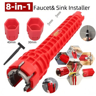 8-in-1 Flume Wrench Set Sink Repair & Faucet Plumbing Tools Multi-functional Basin Wrench