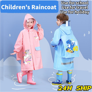 Raincoat for Kids Waterproof Extendable Backpack Night Eeflective Strip Raincoat With Children