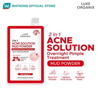 LUXE ORGANIX 2 in 1 Acne Solution Mud Powder Overnight Pimple Treatment 9g