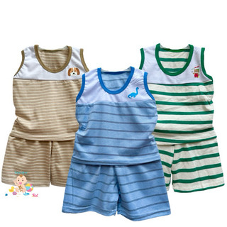 Stripe Terno Short For Baby Boy 0-4 Months Old/Pambahay