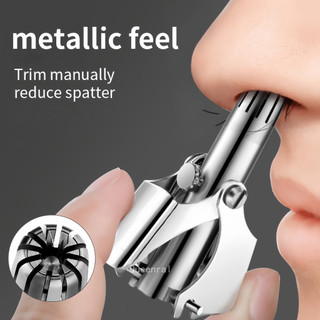 Stainless Steel Manual Nose Hair Trimmer-Ear and Nose Hair Remover for Men,Washable,Round,Portable