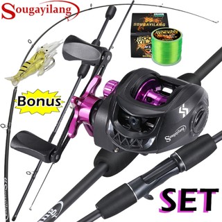 Fishing Rod Set Casting Fishing Rod Glass Fiber 1.8m with Baitcasting Fishing Reel 7.2:1 Gear Ratio