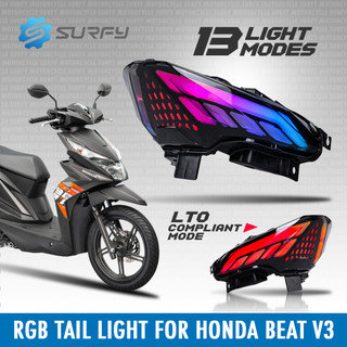 Shark Power Honda Beat V3 LED Tail Light RGB 13Modes Smoke Lampshade VIVID Color Plug And Play