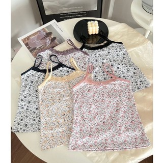 Floral Lace Plain Spaghetti Sando Cotton Tank Top Sexy Tops Free Size Stretchable Outdoor Wear