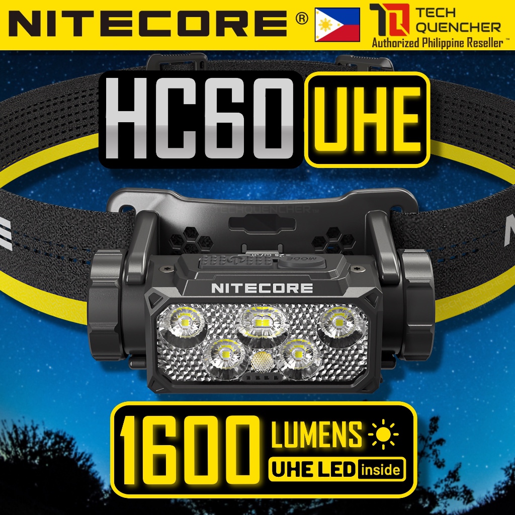 Nitecore HC60 UHE ไฟหน้า 1600 Lumens - USB-C ชาร์จใหม่ได้ - แบตเตอรี่ 4000mAh - 157 เมตร - IP68