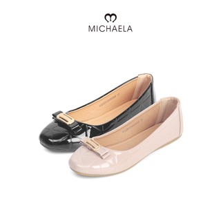 MICHAELA Flat Shoes with Bow Embossed Anti-Blisters Comfy Doll Shoes for Office School SH5529000 XD