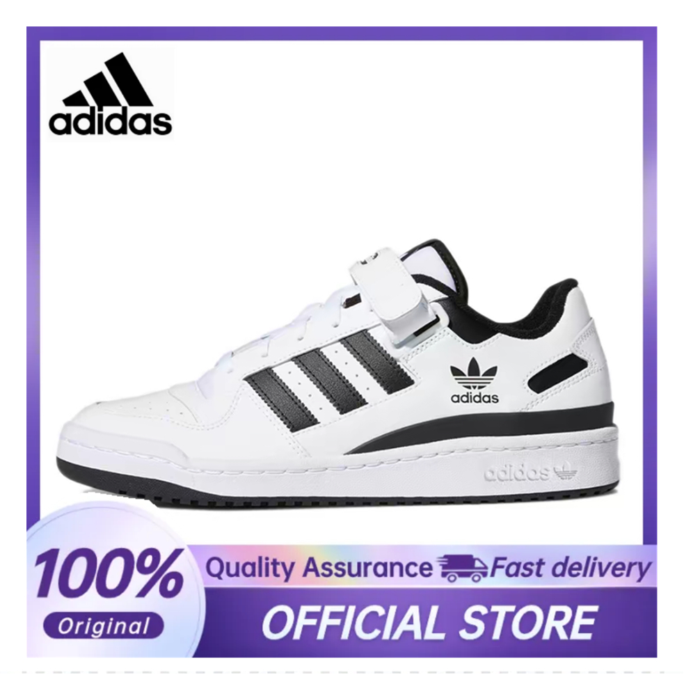 【100%Original】adidas FORUM Low White Black Leather Sneakers Unisex FY7757