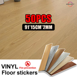 50PCS Vinyl Floor Sticker Wood Grain 91x15cm For Home Decor Waterproof PVC Tile Self Adhesive