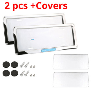 2Pcs Car Plate Number Plating Blue Stainless Steel Car Plate Frame Acrylic Cover Car License Plate