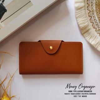 Lucky Money Organizer Leather  Book Type Wallet with 5 Card slot and 6 pcs Plastic for Paper Bills