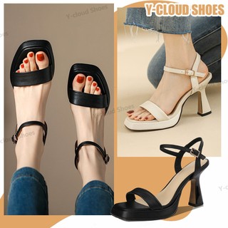 White Heels Korean Heels for women thick heels sandals 9CM