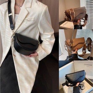 Luxury Leather Sling Bag for Woman Vintage Design Saddle Bag Fashion Shoulder Bag Crossbody Bag