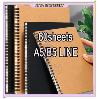 A5/B5 Steno Spring Notebook 60Sheets Notepad Kraft Black Cover Office School Supplies Stationery