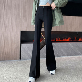 Pants Slacks Women Comfort High Waisted Slim Fitting Black Flare Pants