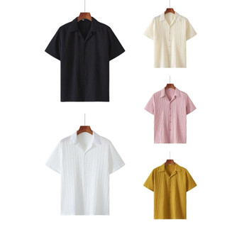 2031 High-end Cuban collar short-sleeved shirt for men in summer, Korean version, light luxu