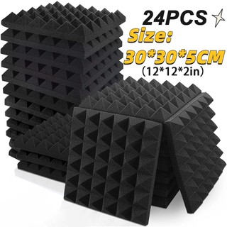 24pcs 30*30*5cm Sound Proof Wall Foam Black Gray +glue for Studio Sound Absorbing Panels 12PCS/24PCS