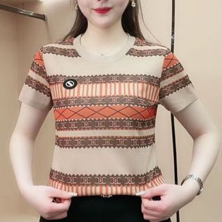 Ice Silk Blouse Plus Size Women's Summer Korean Style Loose Short-sleeved T-shirt #727