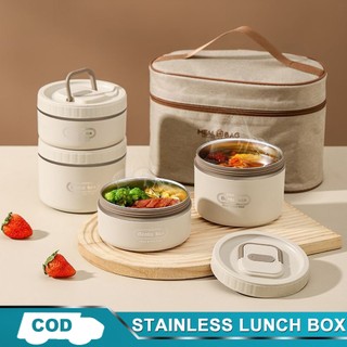 Stainless Steel Insulated Lunch Box *1/*2 Microwave Heated Student Portable Soup Bowl Gift Bag