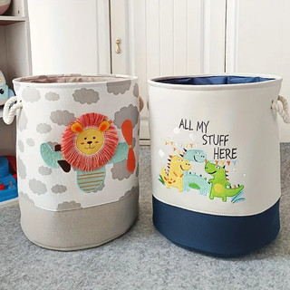 Foldable Laundry Basket Cute Dinosaur Toys Clothes Storage Basket Kids Nursery Hamper Home Organizer