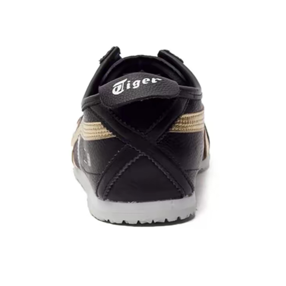 【Official Store】Tiger Mexico 66 Black White Golden Leather Sneakers Unisex D5V2L-9094