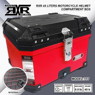 RXR HARD PLASTIK TOP BOX w/backrest 45L Motorcycle Compartment Box Helmet Box Model: 777