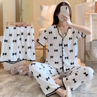 3 in 1 Pajama Set Korean Sleepwear Set Comfy Breathable Lounge Wear