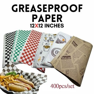 400pcs/set 30*30cm Checkered Deli Basket Food Liner Wrap Greaseproof Paperfor Chicken Wings Burger