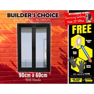 H90xW60cm Aluminum Sliding Window w/ Free Screen. Mura at Matibay na Bintana. W/ Hamba.Construction