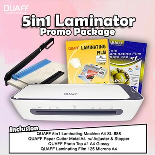 QUAFF SL688 A4 Laminator Hot and Cold Laminating Machine w/ Cut & Punch Function Bundle Promo