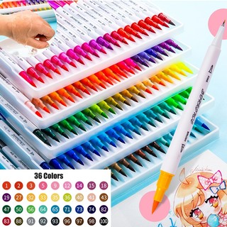 12-80 Colors Double Heads Marker Pens Set Watercolor drawing brush pen Highlighters School supplies