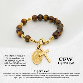 Lucky charm VIRGEN MARIA & GEMSTONE stainless ROSARY bracelet for KIDS & adult(CFW)