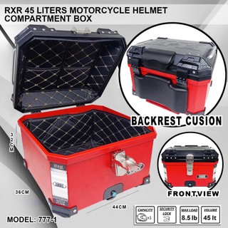 RXR HARD PLASTIK TOP BOX 45L w/backrest Motorcycle Compartment Box Helmet Box Model: 777-1
