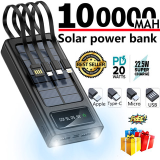 Solar power bank 100000mAh With LED four wire power bank Fast charging 2USB waterproof 150000mAh